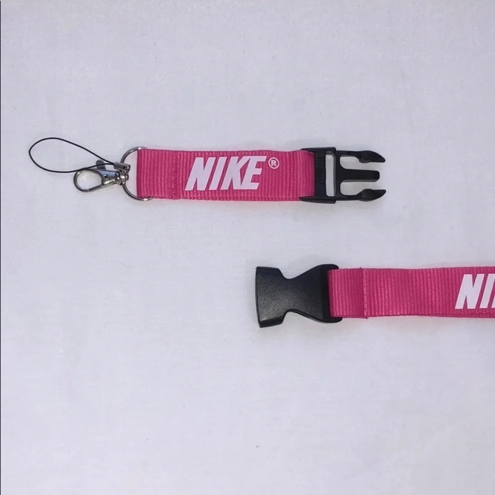 New Nike Pink and White Lanyard ID Badge Keychain